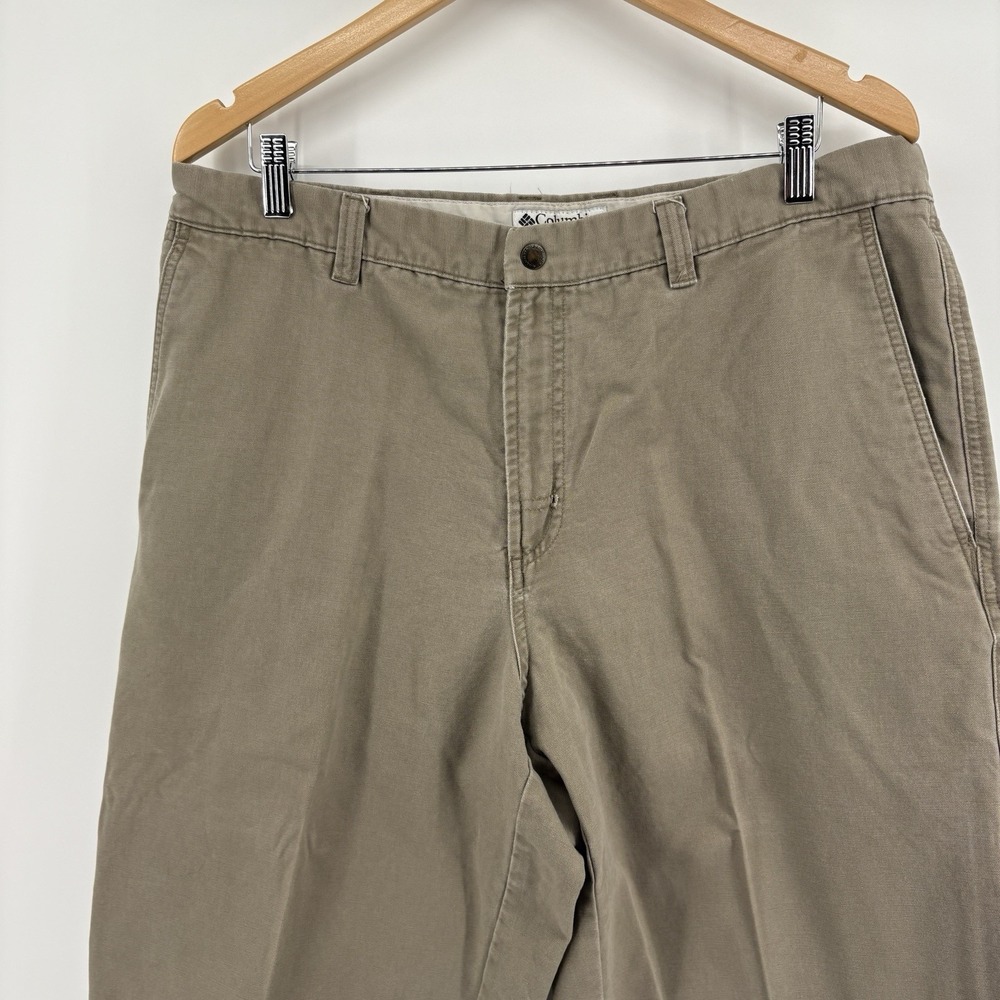 Columbia Pants Mens‎ 36x30 Canvas Cargo Regular Fit Khaki Green Straight Stretch